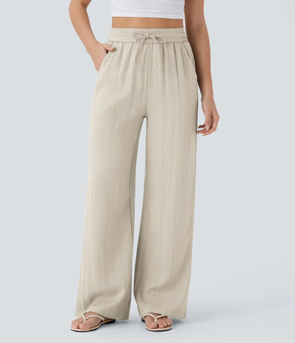 ⏰Clearance Sale⚡16 Pack only $38⚡High Waisted Drawstring Pocket Wide Leg Casual Linen-Feel Pants16 Pack for $38⚡High Waisted Drawstring Pocket Wide Leg Casual Linen-Feel Pants