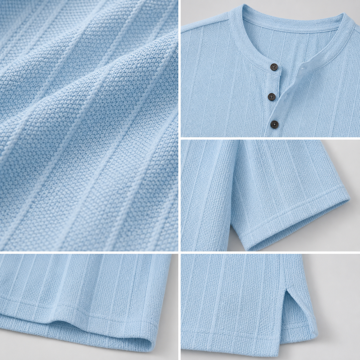 Men's Textured Short Sleeve Henley Shirt