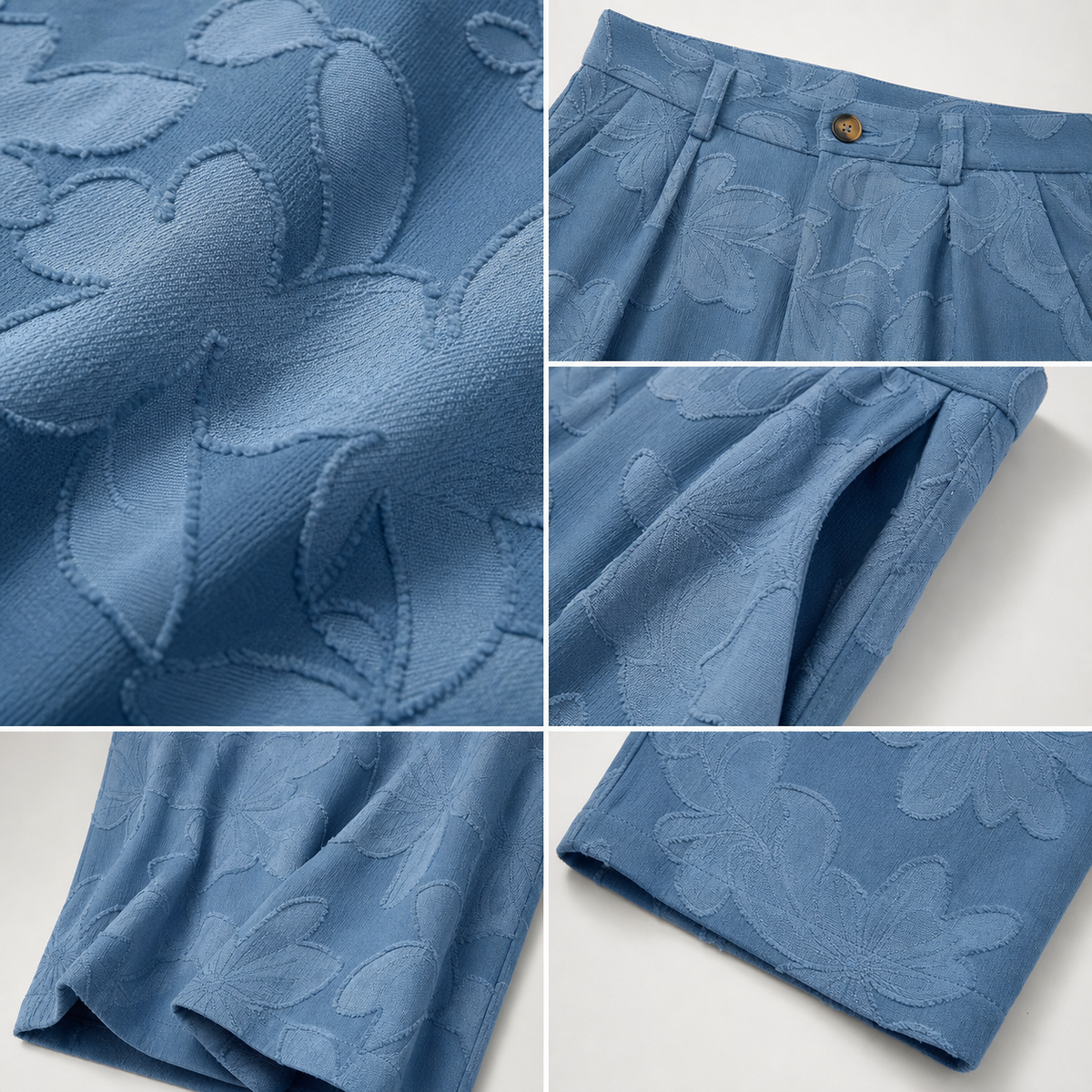 Men's Embossed Floral Wide-Leg Casual Pants