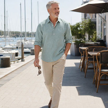 ⏰Clearance Sale⚡28-Pack Only $46.99⚡Men’s Relaxed-Fit Linen Shirt – Short & Long Sleeve