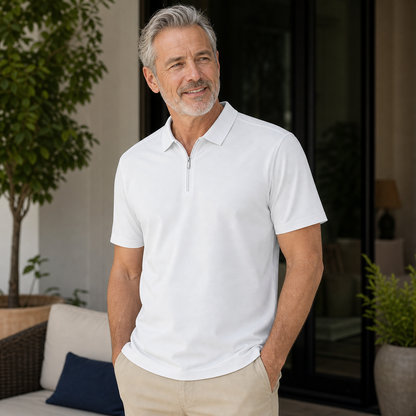 Men's Short Sleeve Half-Zip Polo Shirt