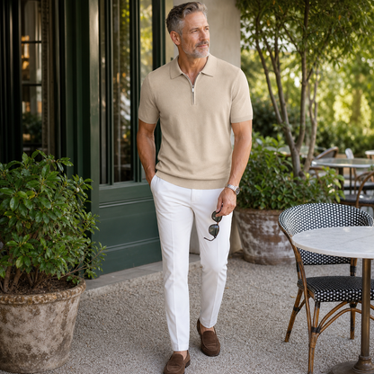 Men's Half-Zip Knit Polo Shirt