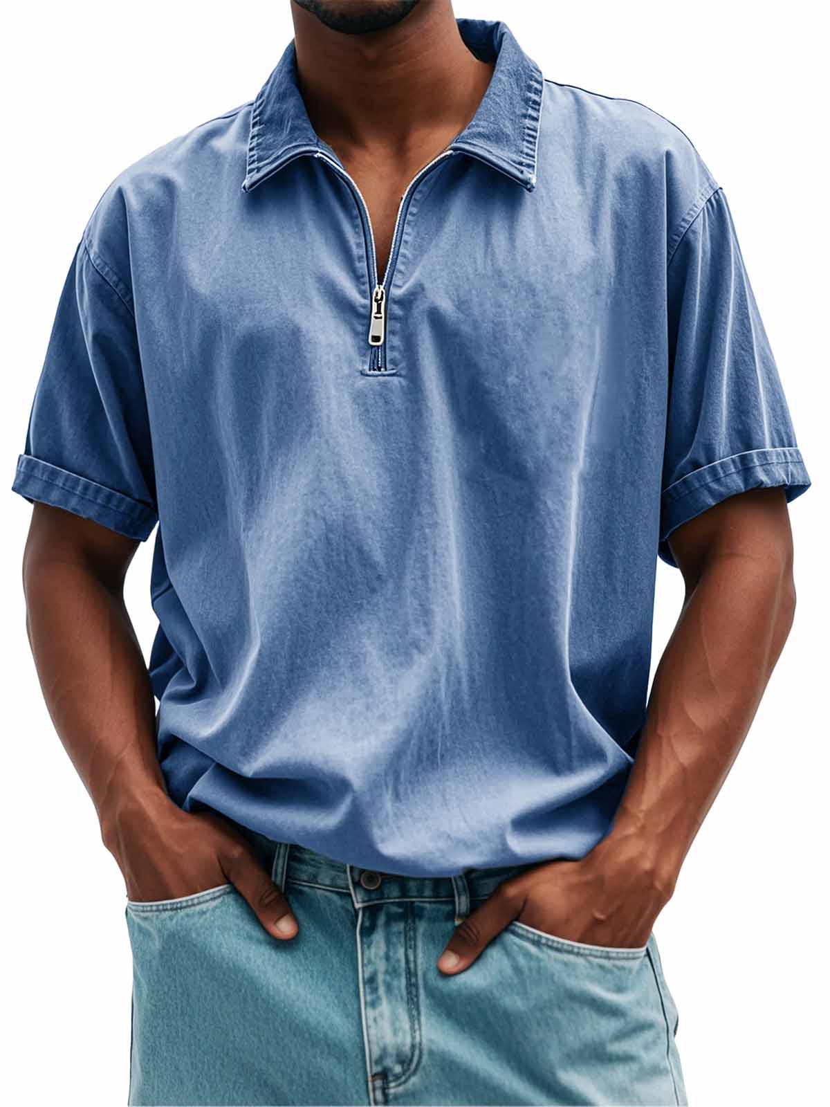 FINAL SALE⚡10 Packs for $34.99⚡Men's Fashion Retro Casual Stand Collar Short Sleeve Polo Shirt