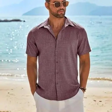 Men's Casual Short Sleeve Linen Shirt