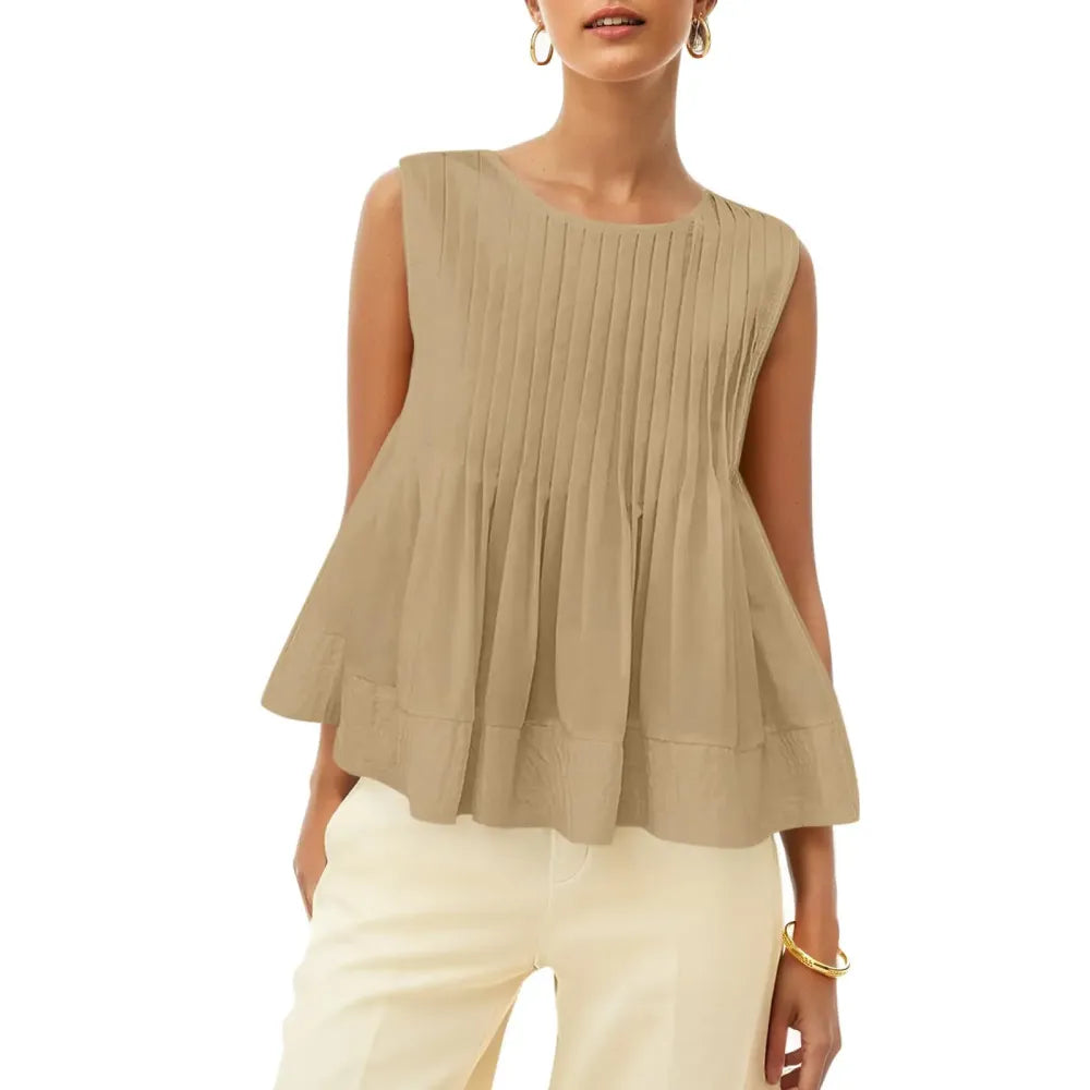 ⚡FINAL SALE⚡ Women's Pleated Babydoll Tank Tops Summer Peplum