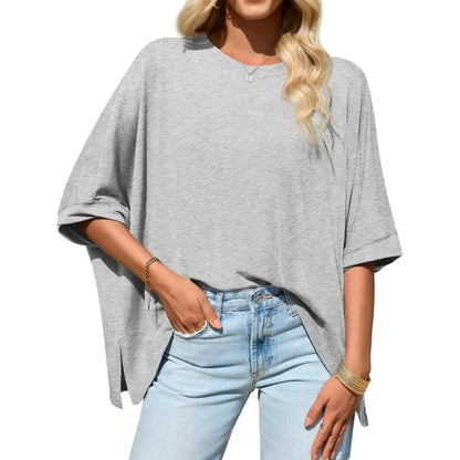 Women's Oversized Batwing Short Sleeve Tops
