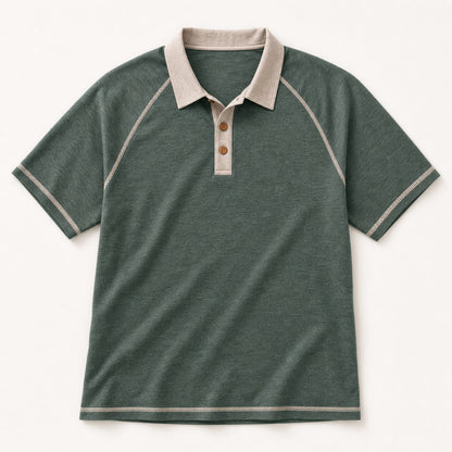 Men's Contrast Raglan Short Sleeve Polo Shirt