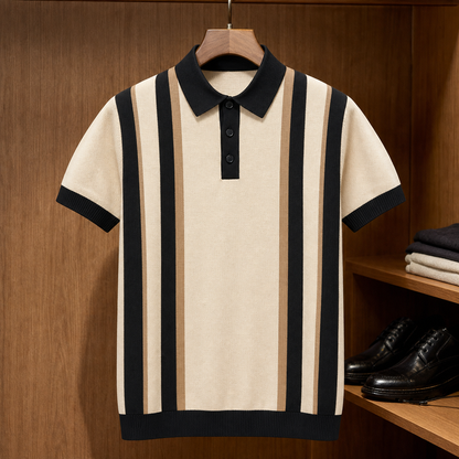 🔥CLEARANCE SALE 9-pack for $49.99🔥 Retro Stripe Knit Polo Shirt