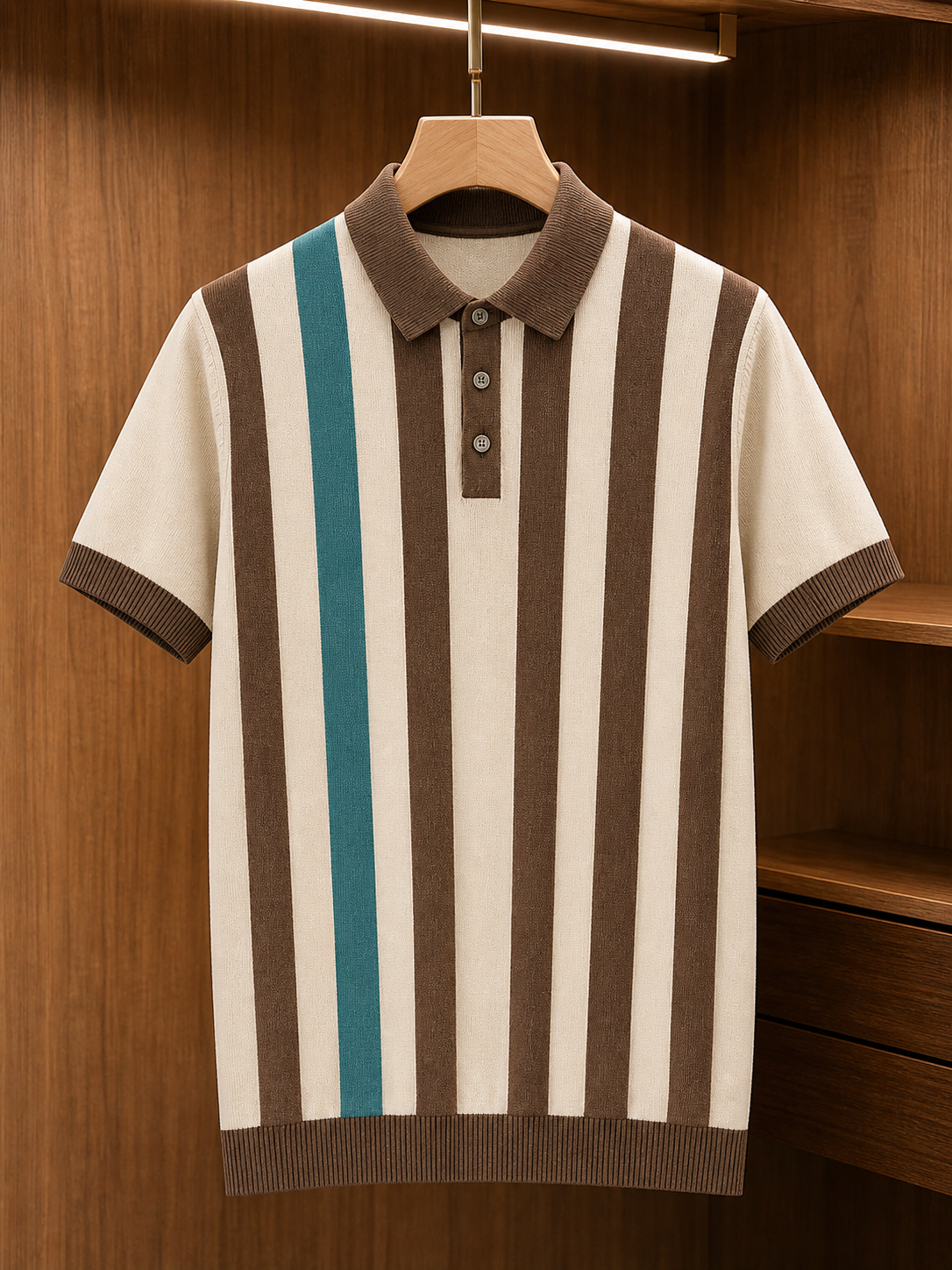 🔥CLEARANCE SALE 9-pack for $49.99🔥 Retro Stripe Knit Polo Shirt
