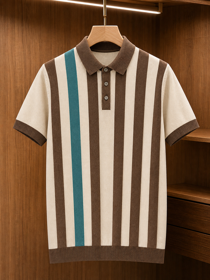 🔥CLEARANCE SALE 9-pack for $49.99🔥 Retro Stripe Knit Polo Shirt