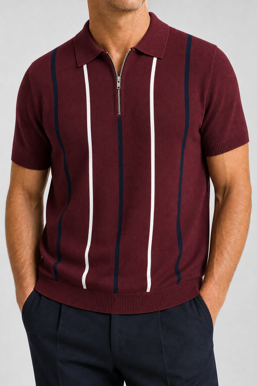🔥CLEARANCE SALE🔥 Men's Knit Half-Zip Polo Shirt