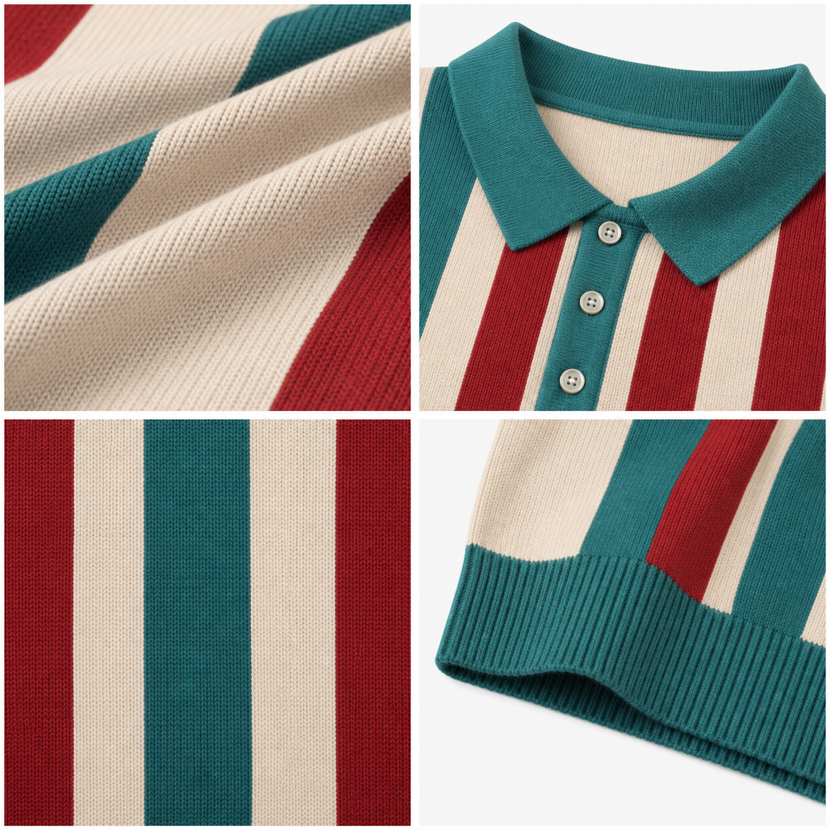 🔥CLEARANCE SALE 9-pack for $49.99🔥 Retro Stripe Knit Polo Shirt