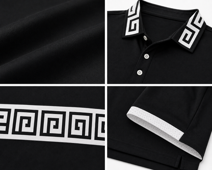 🔥SUMMER FINAL SALE - 9 pack only $49.99🔥Women’s Greek Key Contrast Polo Shirt