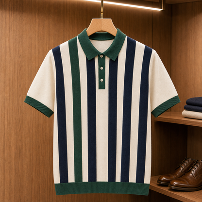 🔥CLEARANCE SALE 9-pack for $49.99🔥 Retro Stripe Knit Polo Shirt