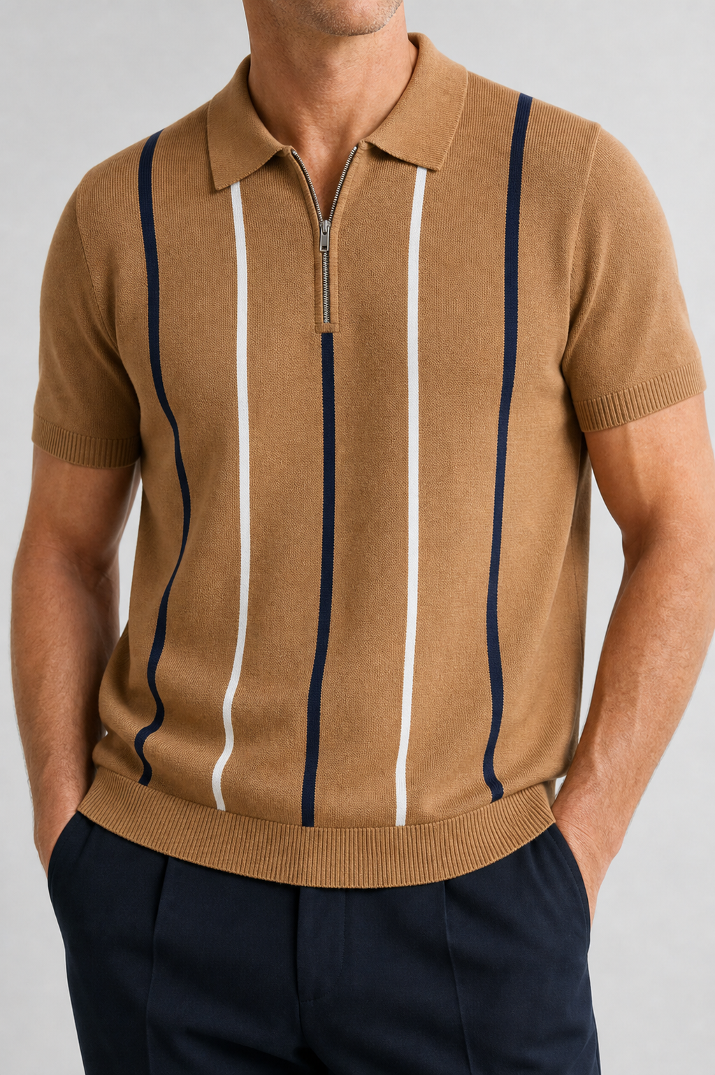 🔥CLEARANCE SALE🔥 Men's Knit Half-Zip Polo Shirt