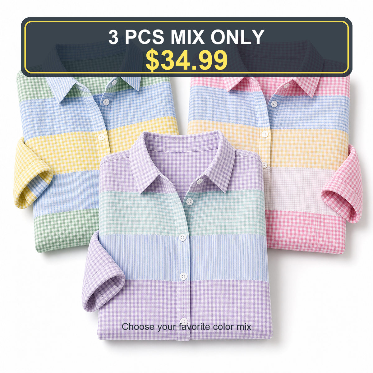 🔥CLEARANCE SALE🔥 Women's Patchwork Gingham Button-Up Shirt