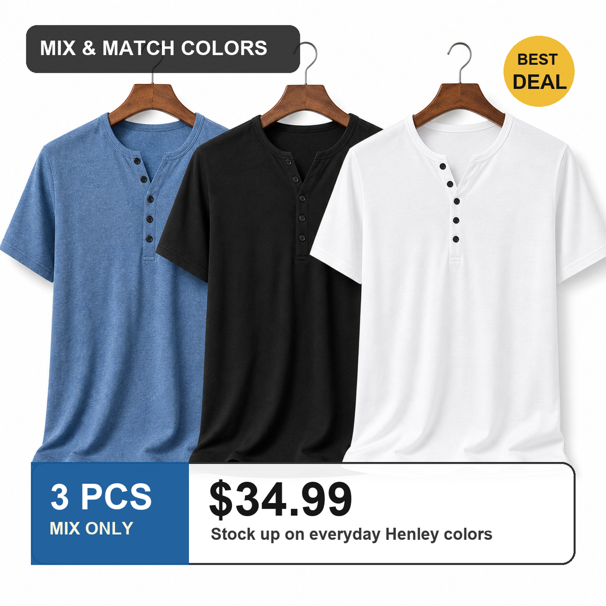 🔥CLEARANCE SALE🔥 Men's Short Sleeve Henley T-Shirt
