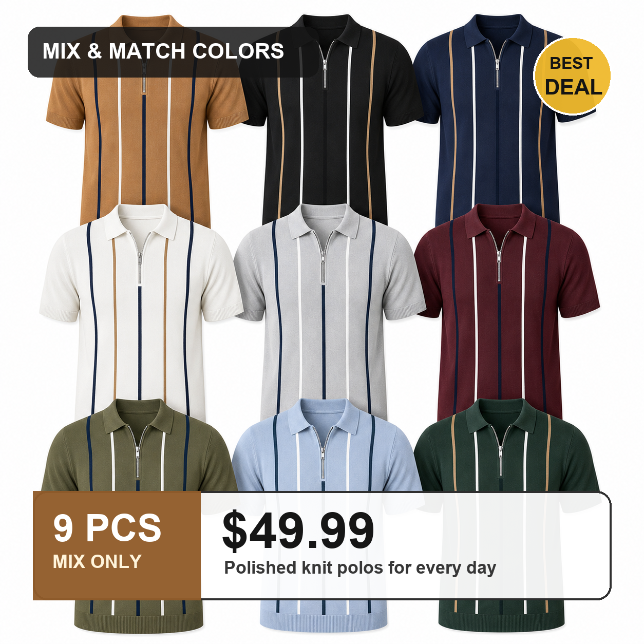 🔥CLEARANCE SALE🔥 Men's Knit Half-Zip Polo Shirt