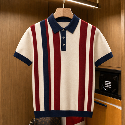 🔥CLEARANCE SALE 9-pack for $49.99🔥 Retro Stripe Knit Polo Shirt