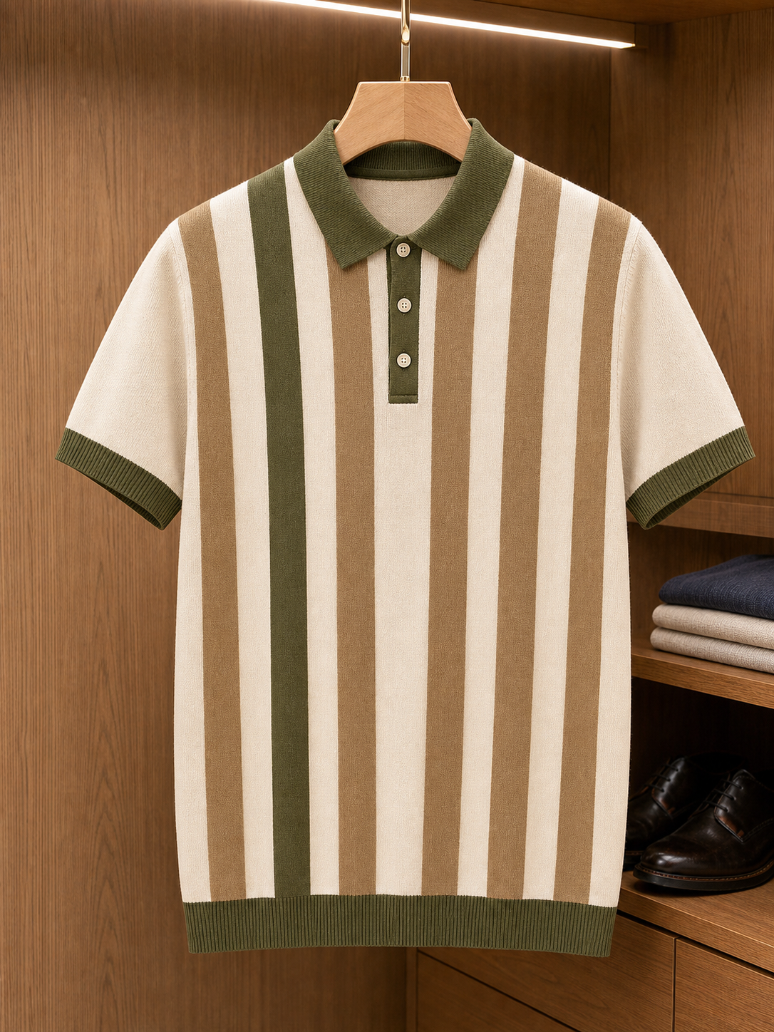 🔥CLEARANCE SALE 9-pack for $49.99🔥 Retro Stripe Knit Polo Shirt