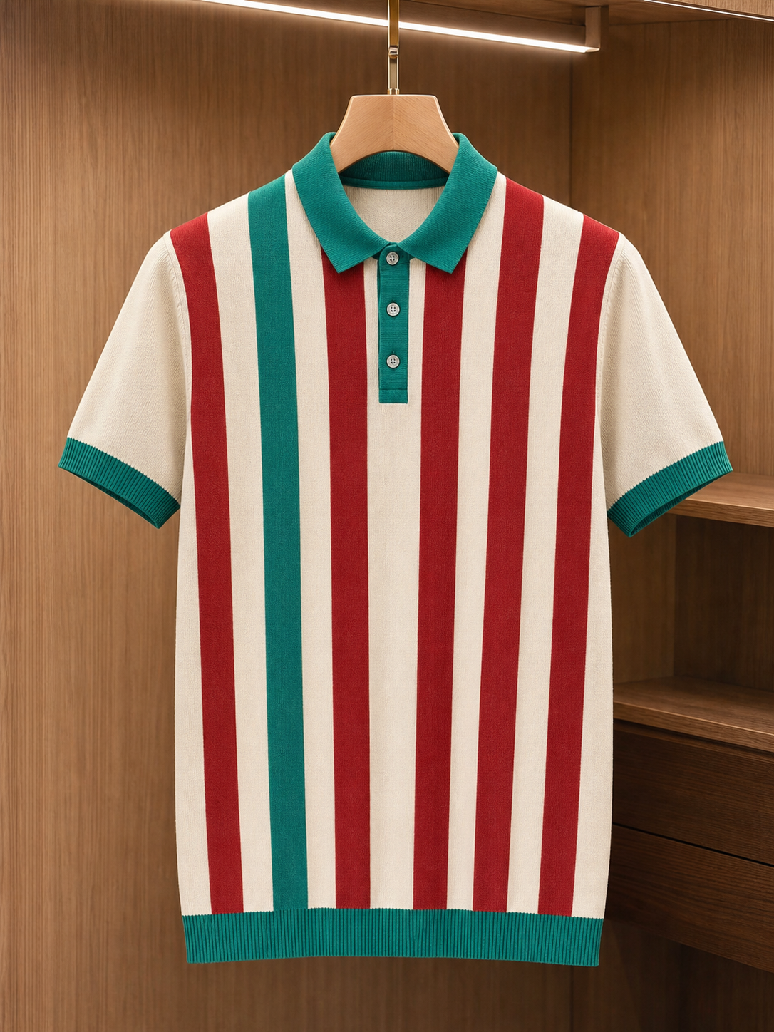 🔥CLEARANCE SALE 9-pack for $49.99🔥 Retro Stripe Knit Polo Shirt