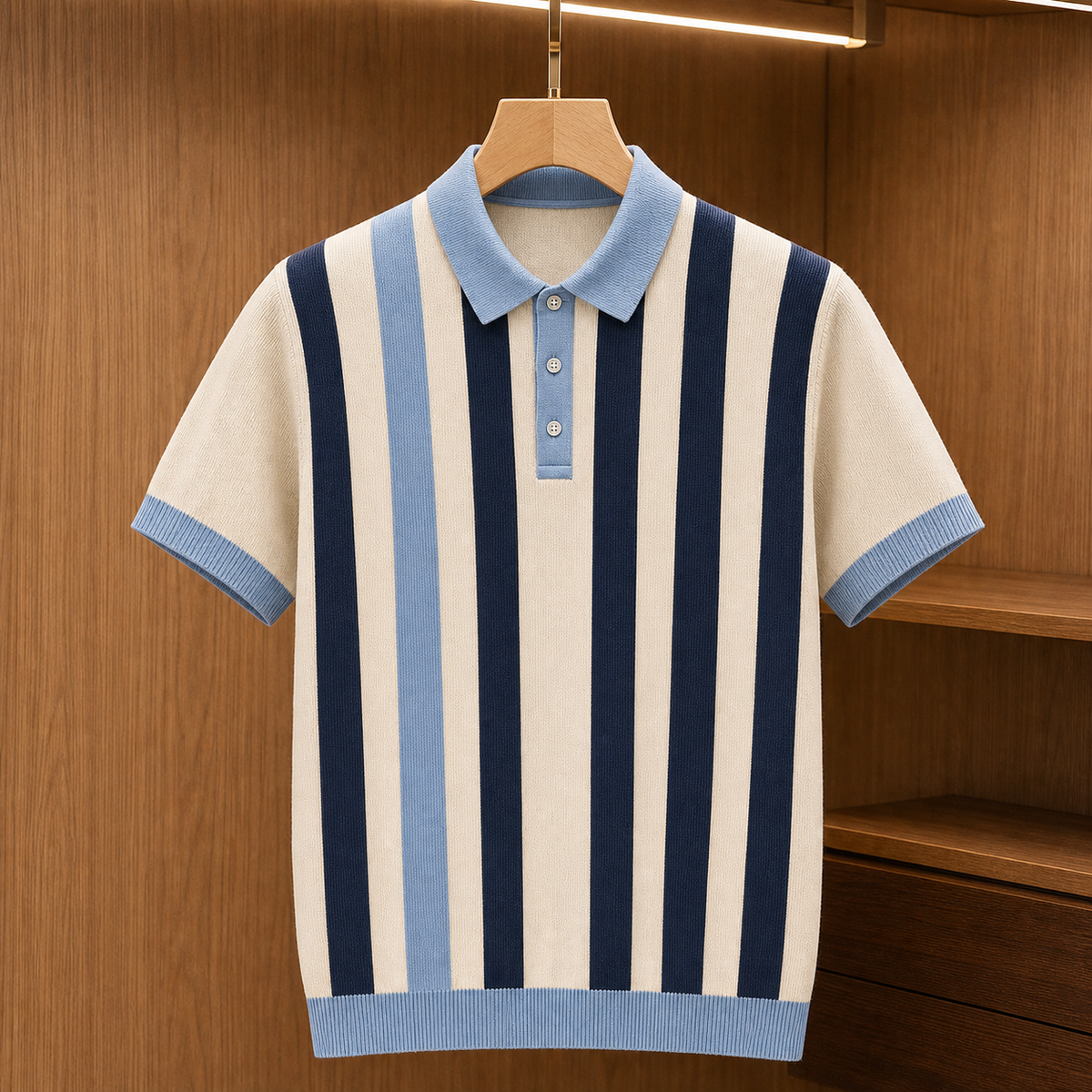 🔥CLEARANCE SALE 9-pack for $49.99🔥 Retro Stripe Knit Polo Shirt