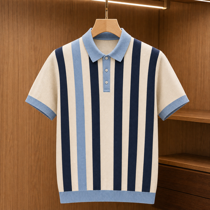 🔥CLEARANCE SALE 9-pack for $49.99🔥 Retro Stripe Knit Polo Shirt