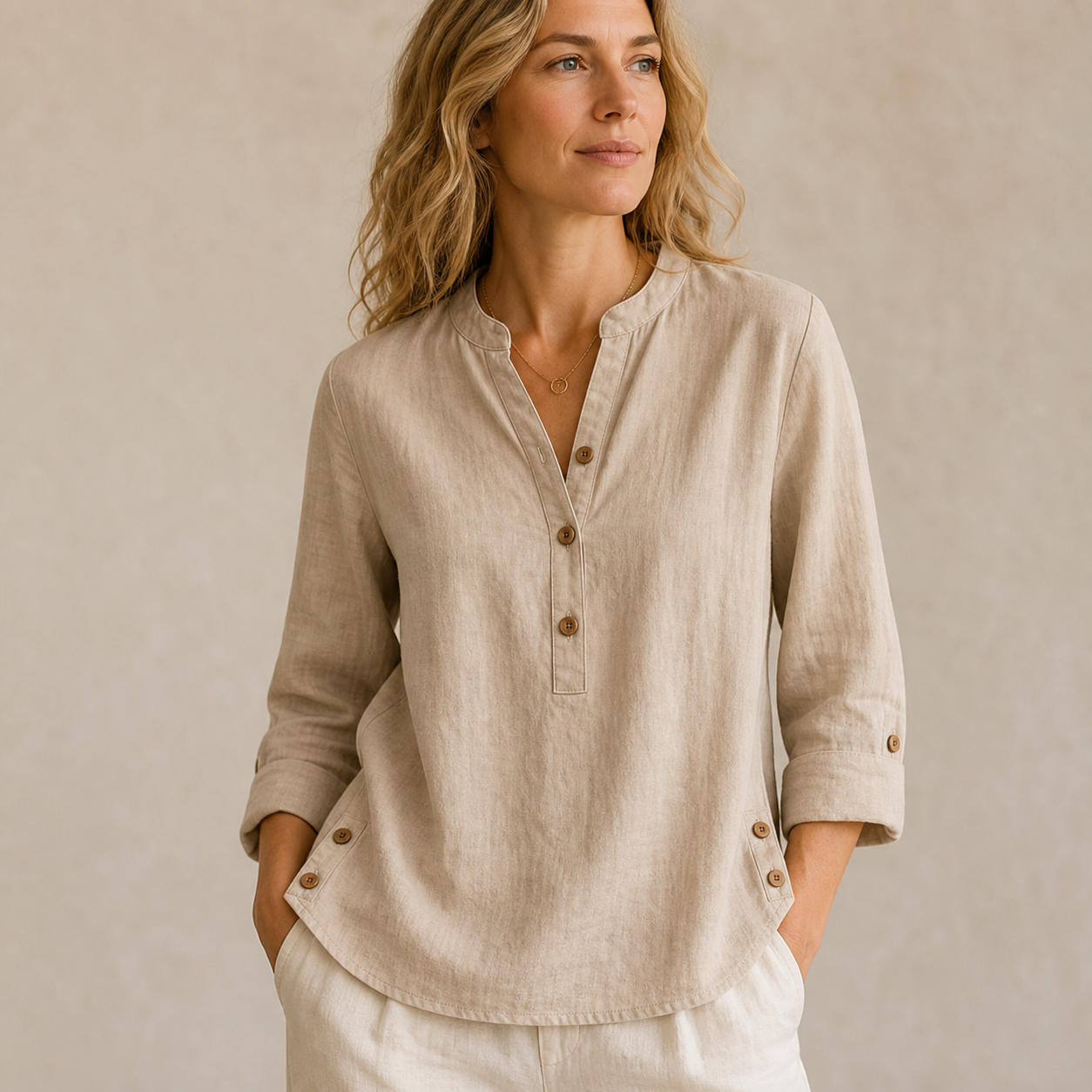 ⏰Clearance Sale⚡10 Pack Only $32⚡Women's Linen Mandarin Collar T-Shirt