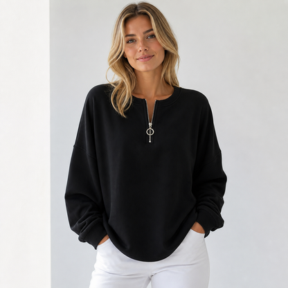 ⏰Clearance Sale⚡10 Pack for $28⚡Women's Oversized Half-Zip Pullover