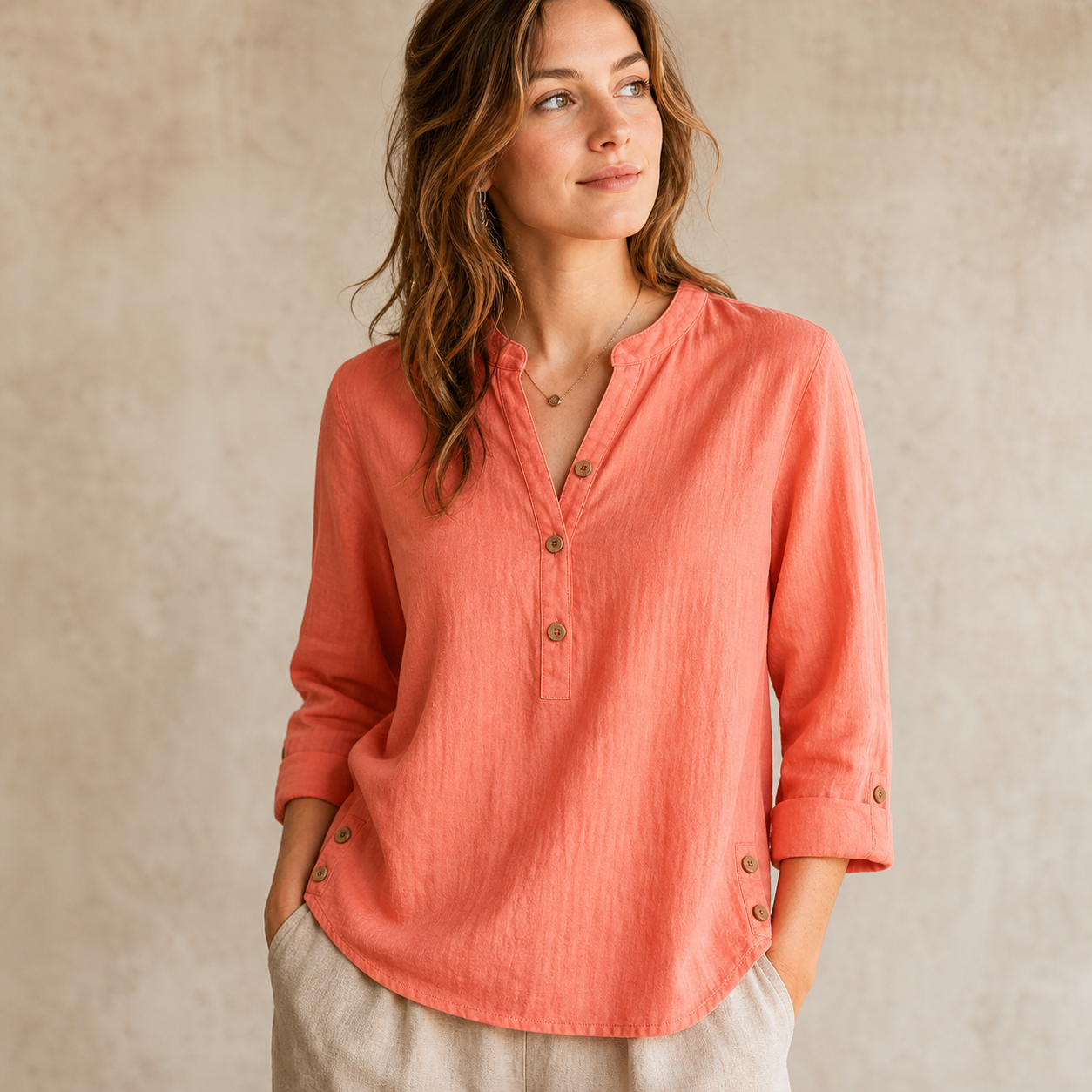 ⏰Clearance Sale⚡10 Pack Only $32⚡Women's Linen Mandarin Collar T-Shirt