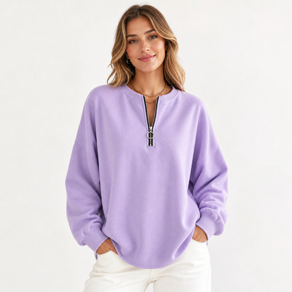 ⏰Final Clearance⚡10 Pack for $28⚡Women's Oversized Half-Zip Pullover
