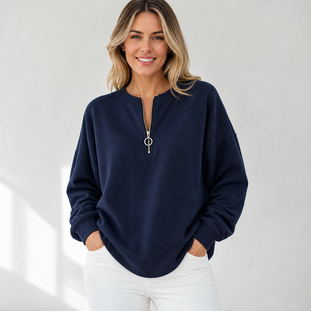 ⏰Clearance Sale⚡10 Pack for $28⚡Women's Oversized Half-Zip Pullover