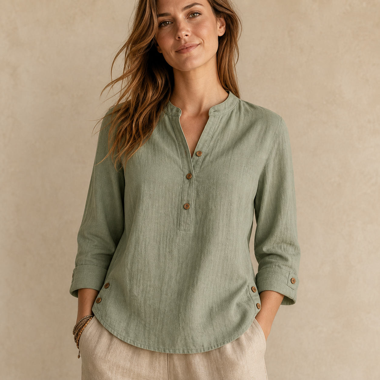 ⏰Clearance Sale⚡10 Pack Only $32⚡Women's Linen Mandarin Collar T-Shirt