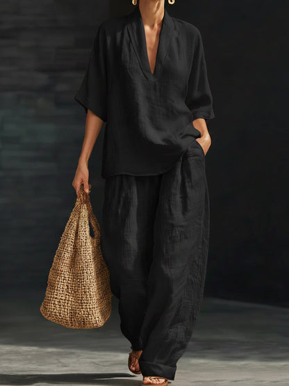 Casual And Cozy Minimalist Linen Two-piece Set⏰Warehouse Clearance⚡10-Pack Only $34.99⚡