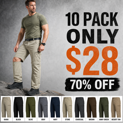 ⏰Warehouse Clearance - Men’s 2-in-1 Convertible Hiking Pants and Shorts⚡10 Pack for $28⚡Limited Stock — Once It’s Gone, It’s Gone!