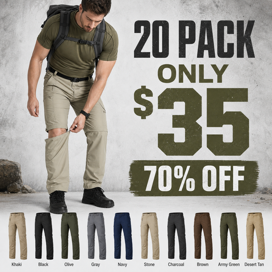 ⏰Warehouse Clearance - Men’s 2-in-1 Convertible Hiking Pants and Shorts⚡10 Pack for $28⚡Limited Stock — Once It’s Gone, It’s Gone!