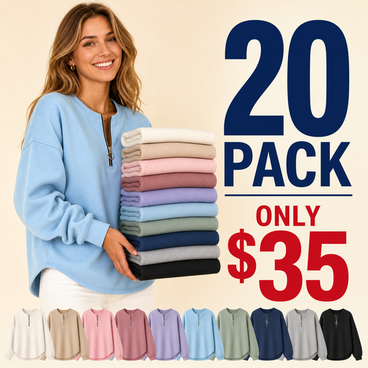 ⏰Final Clearance⚡10 Pack for $28⚡Women's Oversized Half-Zip Pullover