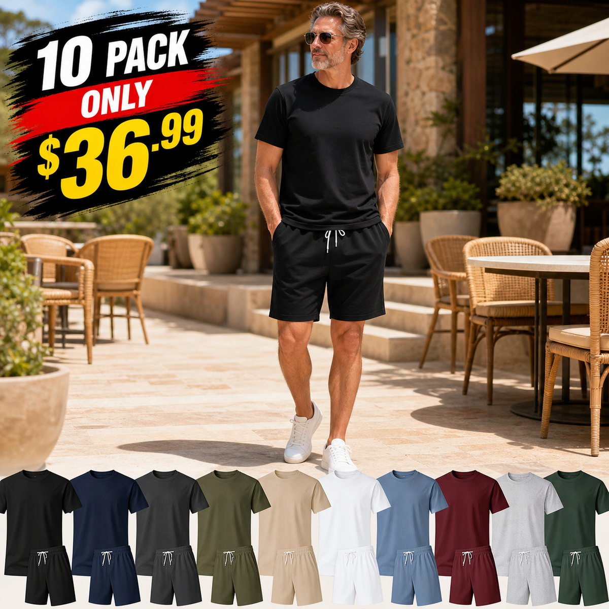 Men's Casual T-Shirt and Shorts Two-Piece Set