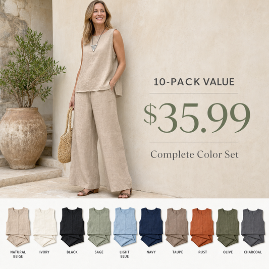 Women's Sleeveless Linen-Look Two-Piece Set