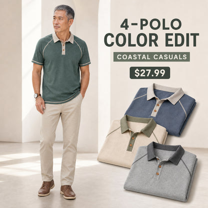 Men's Contrast Raglan Short Sleeve Polo Shirt