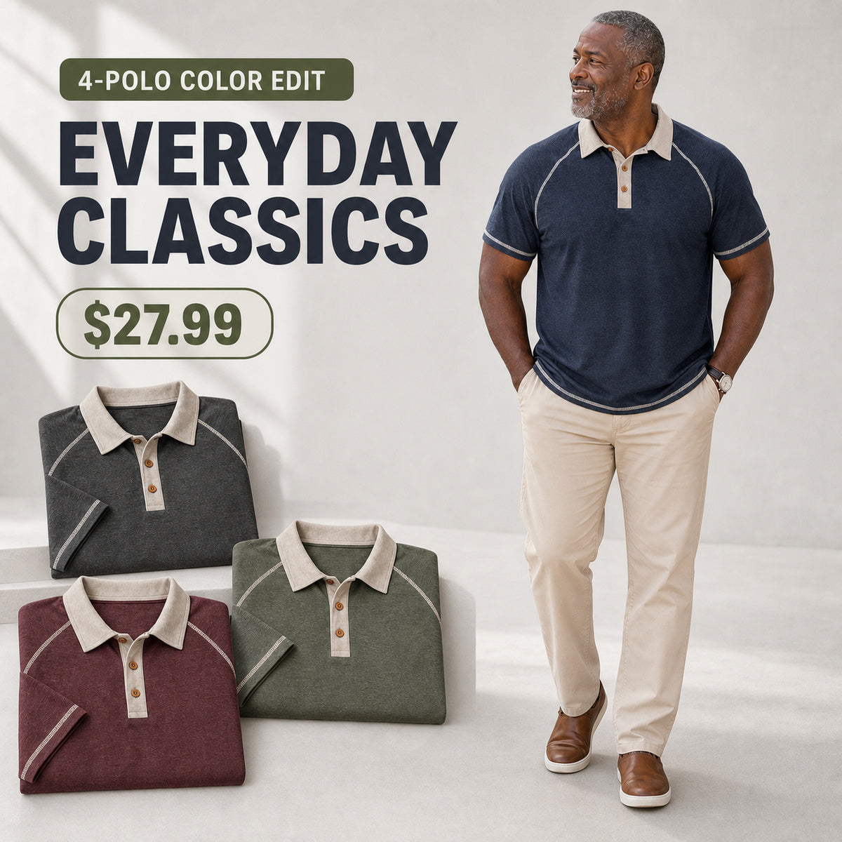 Men's Contrast Raglan Short Sleeve Polo Shirt
