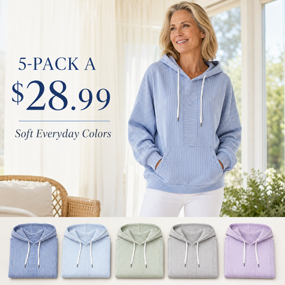 Women's Oversized Striped Hooded Pullover Sweatshirt