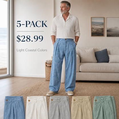 Men's Embossed Floral Wide-Leg Casual Pants