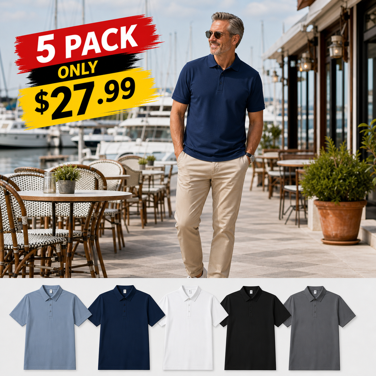 Men's Lightweight Textured Polo Shirt