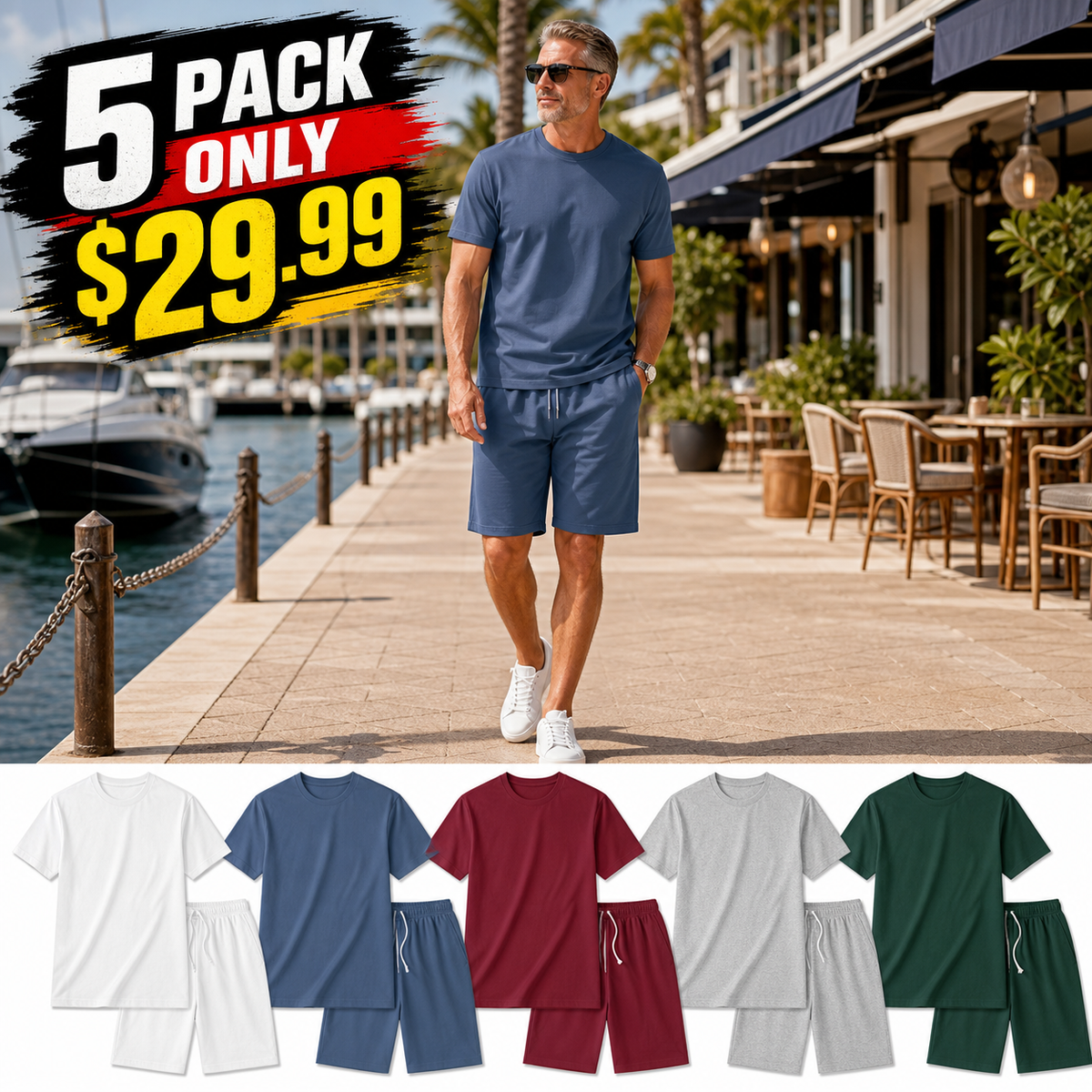 Men's Casual T-Shirt and Shorts Two-Piece Set