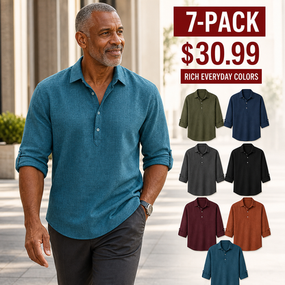 ⏰Clearance Sale⚡28-Pack Only $46.99⚡Men’s Relaxed-Fit Linen Shirt – Short & Long Sleeve