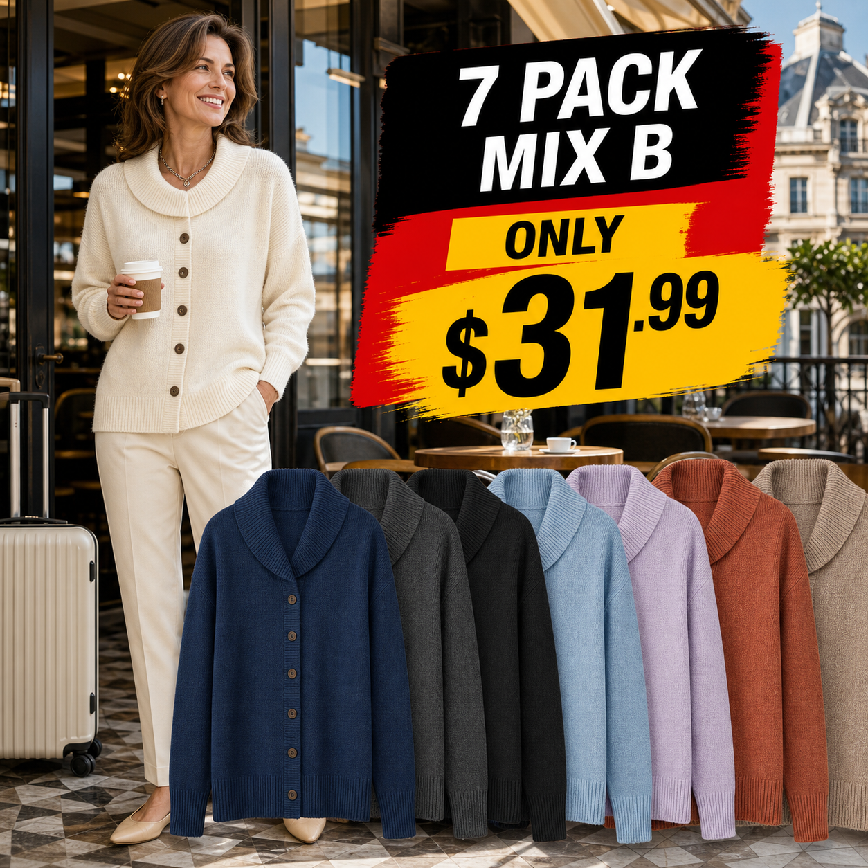 Women's Soft-Knit Shawl-Collar Button Cardigan