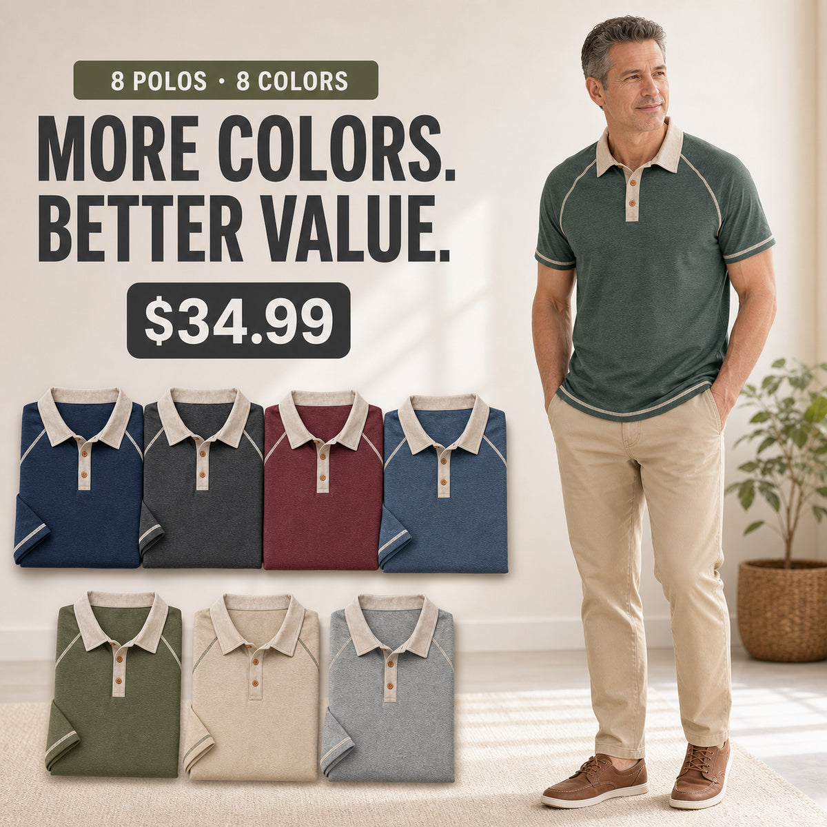 Men's Contrast Raglan Short Sleeve Polo Shirt