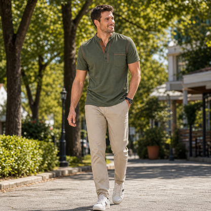 SUMMER FINAL SALE - Men's Henley Pocket Polo Shirt 12-Pack $34.99