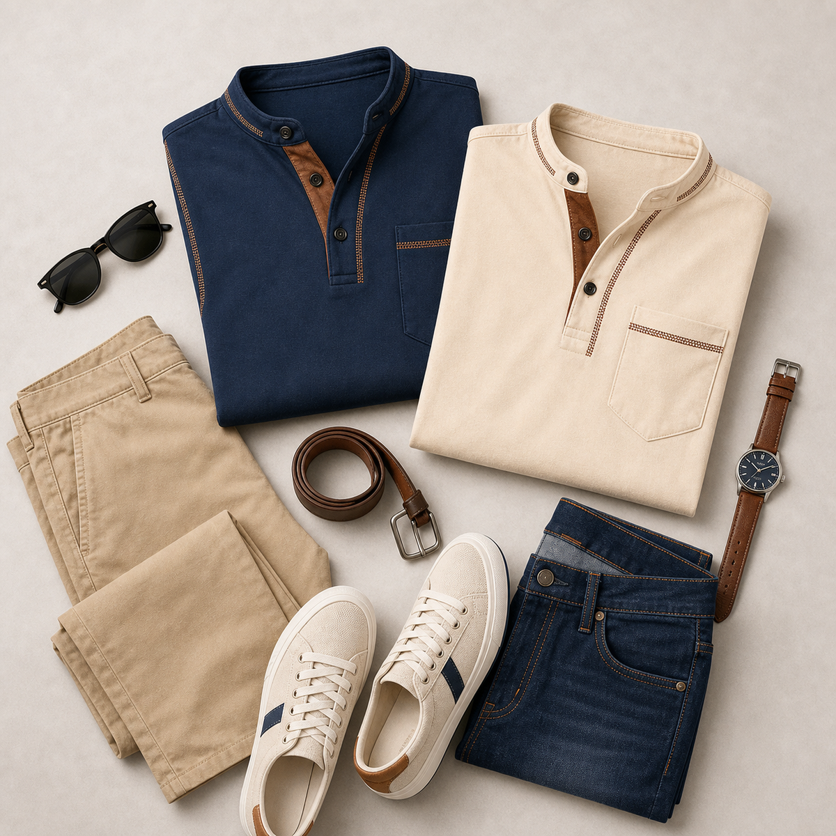 SUMMER FINAL SALE - Men's Henley Pocket Polo Shirt 12-Pack $34.99